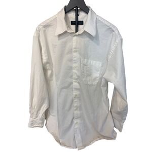 Kenneth Cole New York Mens White Dress Shirt 17 1/2 34 35 Long Sleeve Button Up